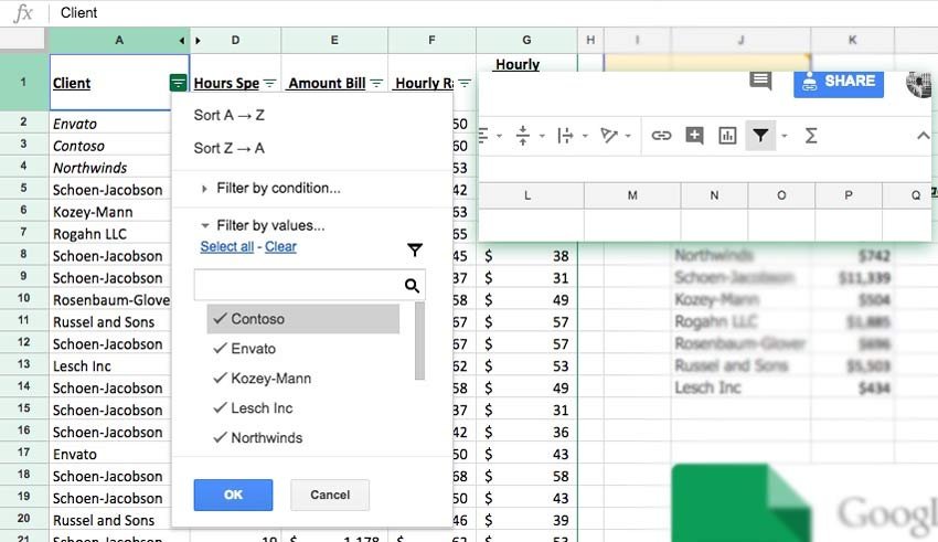 Filter Data in Google Sheets
