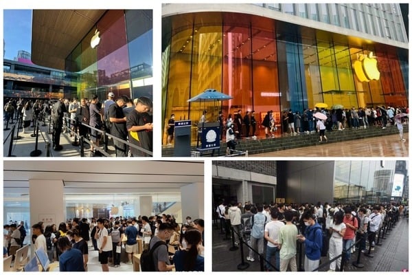 Khách tham quan Apple Store ở Thượng Hải hôm 22/9 khi iPhone 15 mở bán ở Trung Quốc