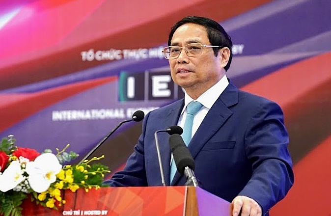 Thủ tướng Phạm Minh Chính phát biểu tại diễn đàn cấp cao về công nghiệp 4.0 năm 2023. Ảnh:Nhật Bắc/VGP