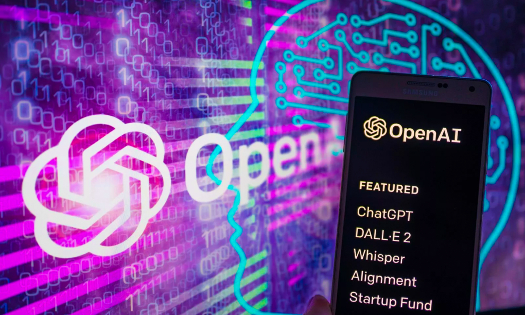 Logo OpenAI và một số sản phẩm của công ty trên smartphone
