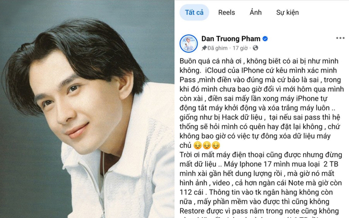 Đan Trường mất sạch dữ liệu iPhone vì nhập sai mật khẩu nhiều lần: cẩn thận với tính năng 