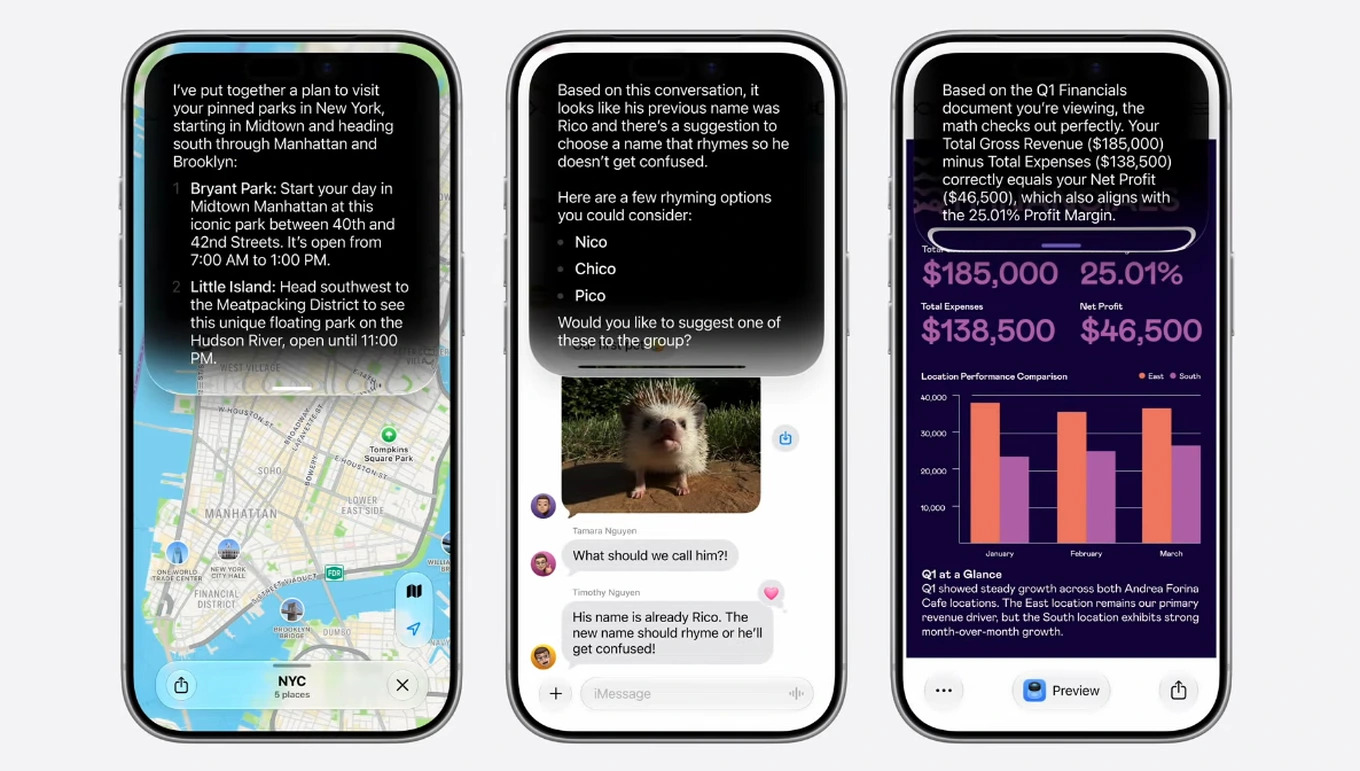 Siri AI có thể trẻ lời các câu hỏi liên quan đến nội dung trên màn hình iPhone. Ảnh: Apple 
