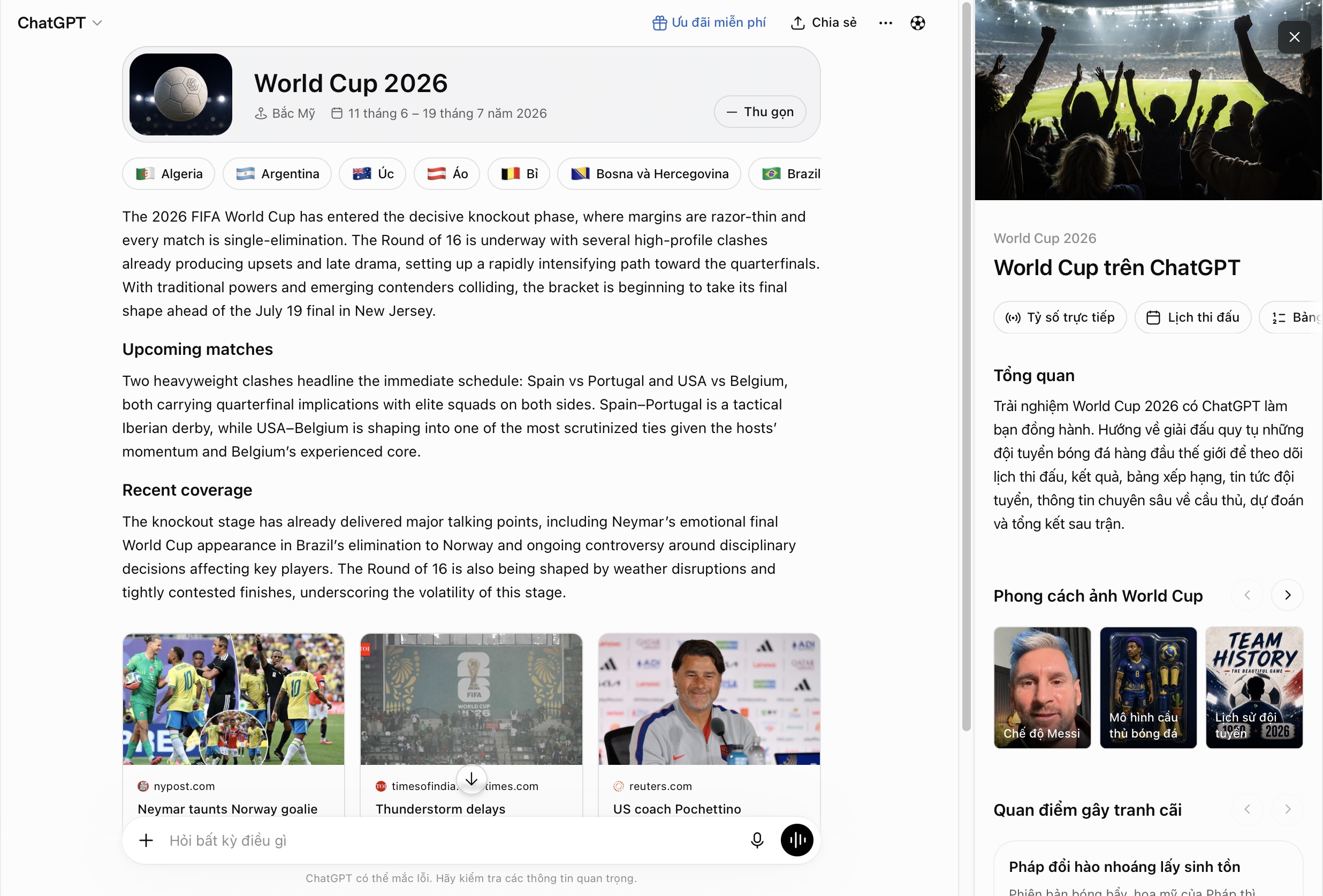 Theo dõi lịch thi đấu World Cup bằng Google và ChatGPT: Cách tận dụng từng công cụ hiệu quả hơn