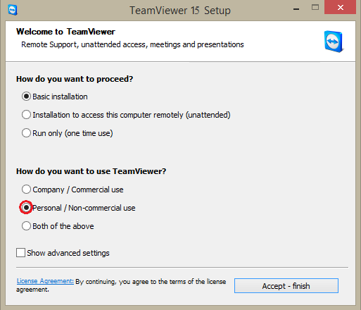 Cài đặt teamviewer bước 2