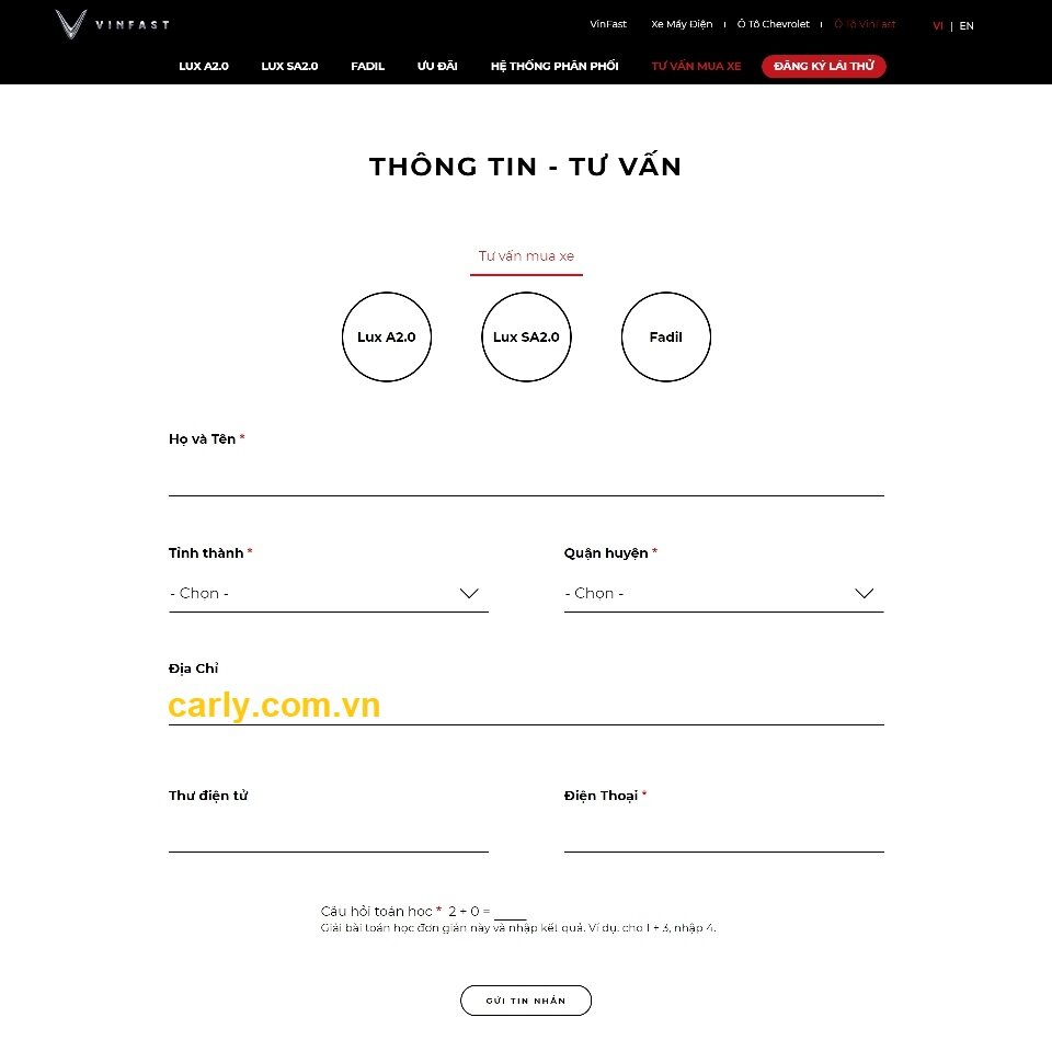 Landing Page ô tô Vinfast
