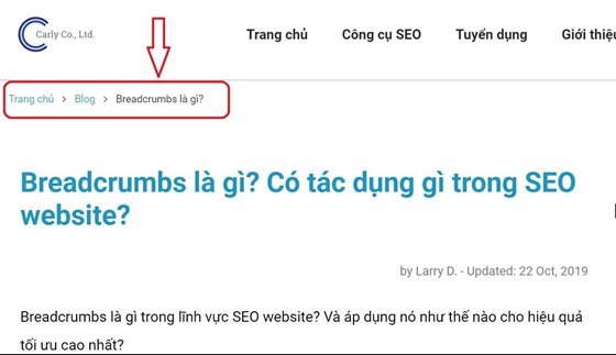 Thanh điều hướng breadcrumb trên website