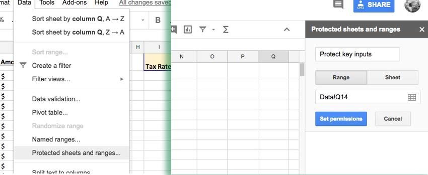 Protected sheets and ranges