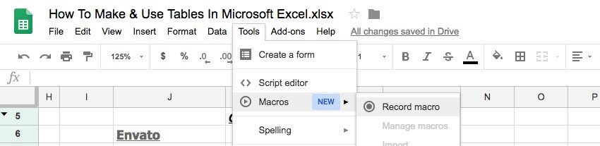 Use Macros in Sheets